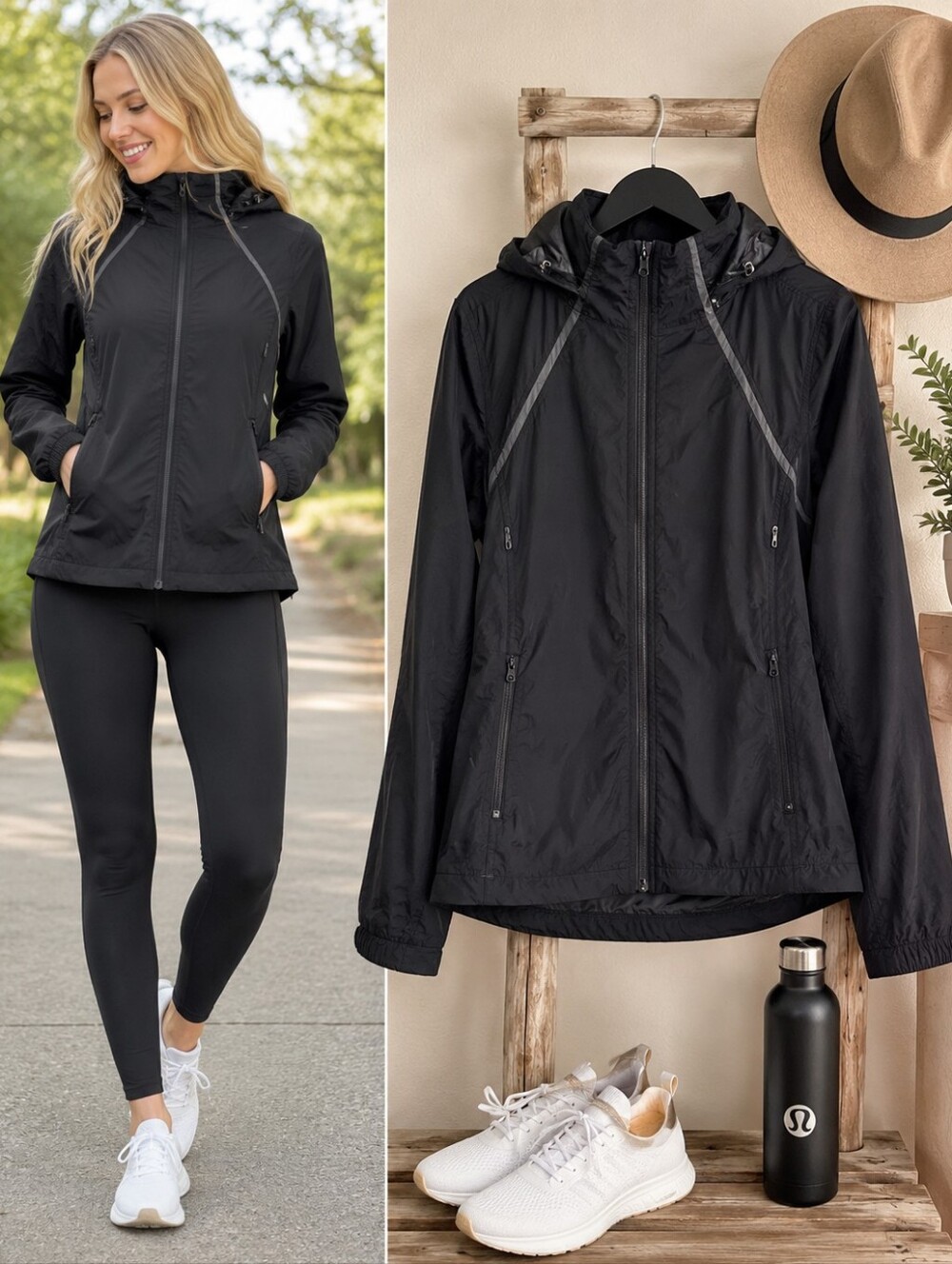 Lululemon Hooded Technical Running Windbreaker Jacket Size 10 Water Resistant